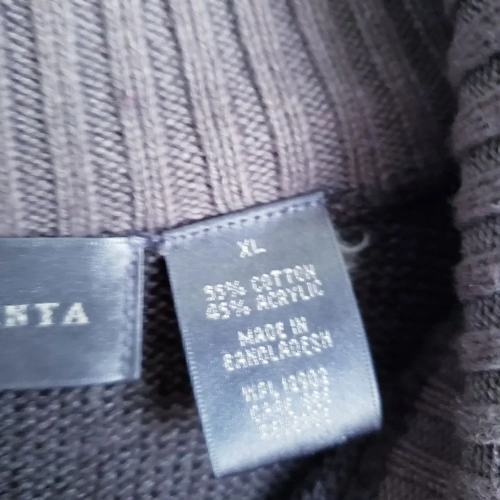 Oscar De La Renta Gray Stripped Quarter Zip Pullover Cotton Sweater